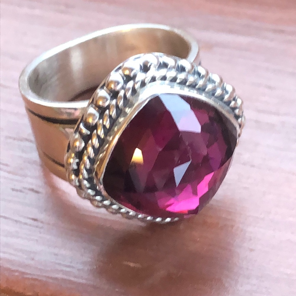 Cherry Topaz  Navajo Ring L Piaso